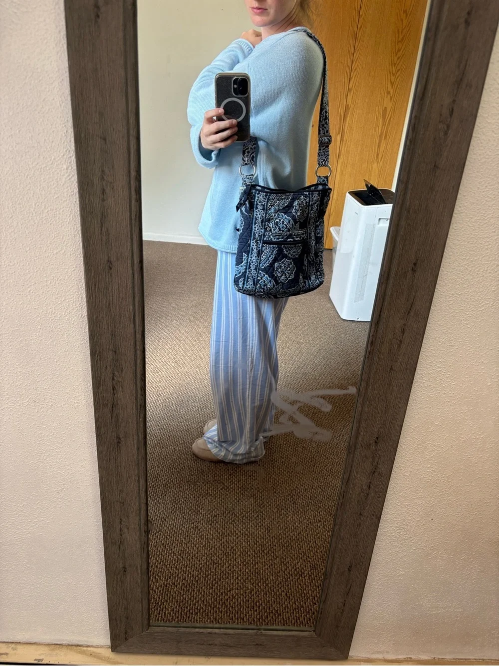Vera Bradley Navy Quilted Paisley Shoulder/Crossbody Bag